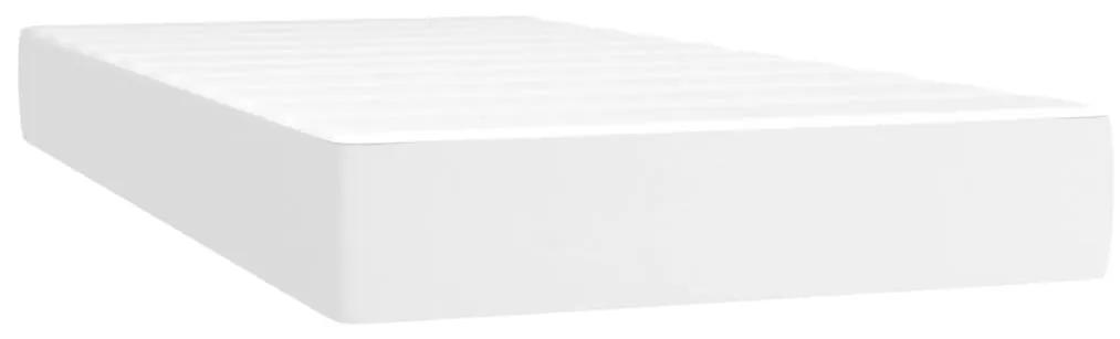 Pat box spring cu saltea, alb, 90x200 cm, piele ecologica Alb, 25 cm, 90 x 200 cm