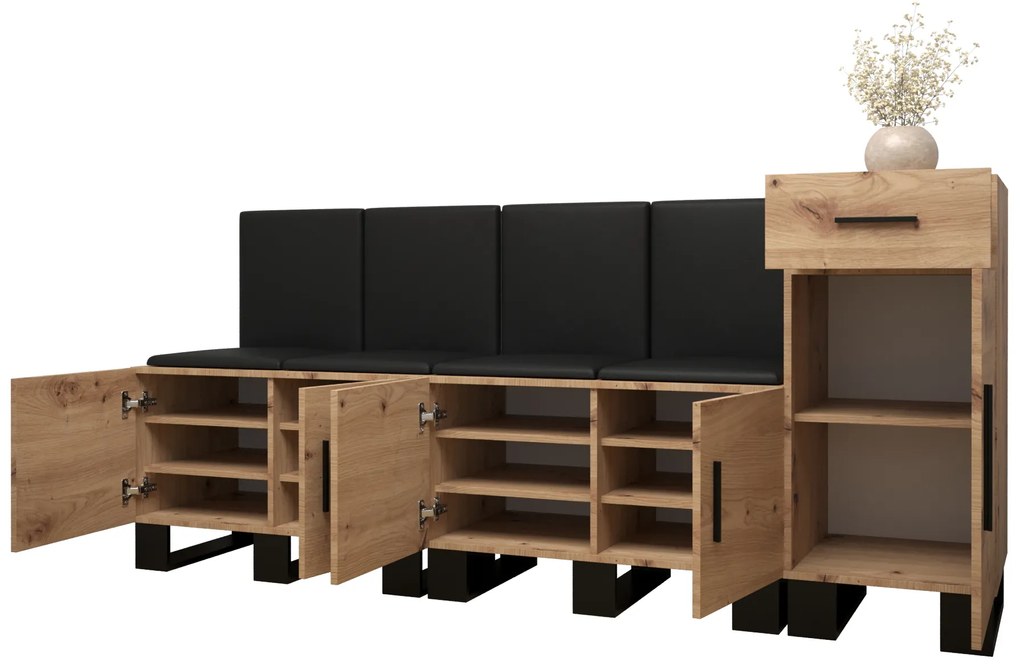 Set mobilier pentru hol Amanda 17 (Stejar artisan + gri închis). 1086004