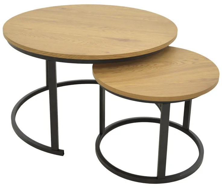 Set 2 Masute Cafea Rotunde Arcadia Stejar