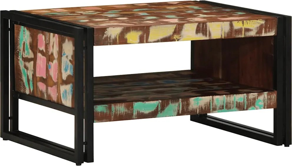 vidaXL Masuta de cafea multicolora 70x50x38 cm lemn masiv recuperat