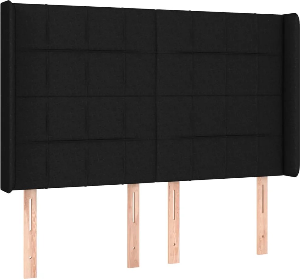 vidaXL Tăblie de pat cu aripioare, negru, 147x16x118/128 cm, textil