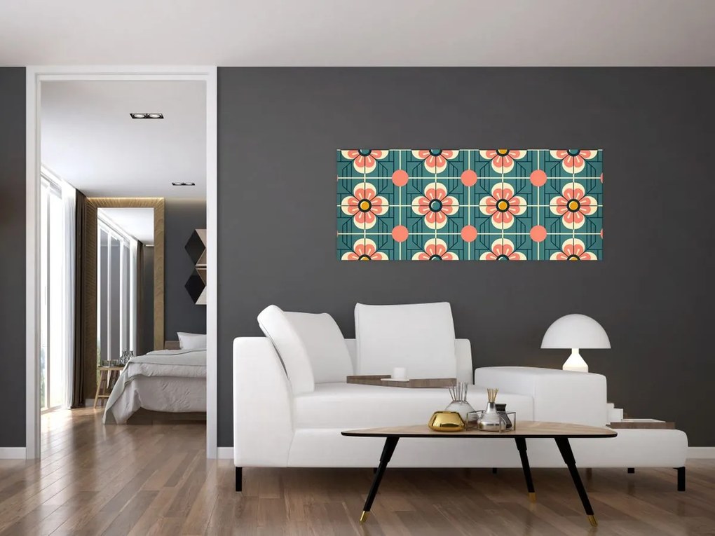 Tablou - Model retro cu flori (120x50 cm)