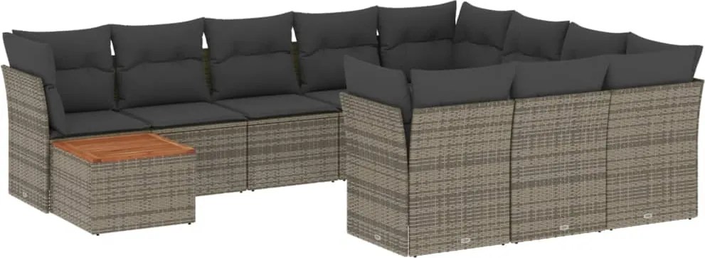 vidaXL Set canapele de grădină cu perne, 11 piese, gri, poliratan