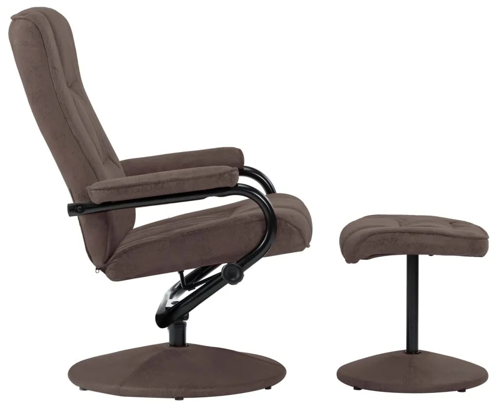 249308 vidaXL Fotoliu TV cu taburet, maro, piele întoarsă ecologică