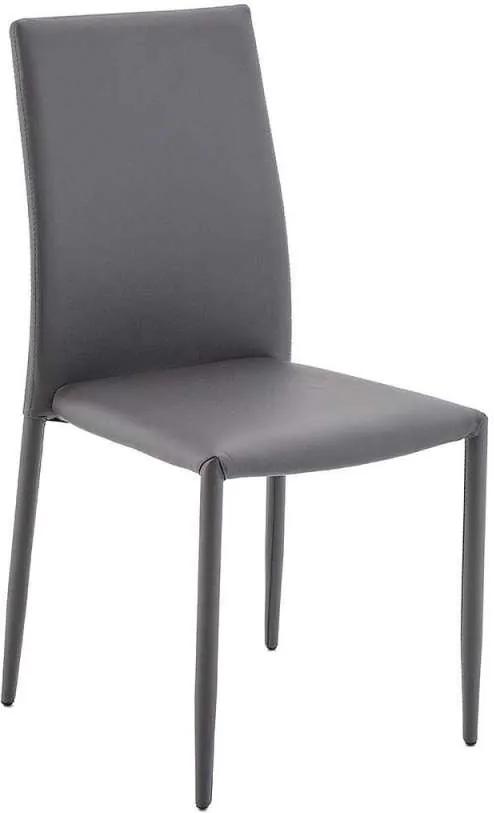 Set 4 scaune dining Ada, 90.5x46.5x43.5 cm, metal/ ecopiele, gri