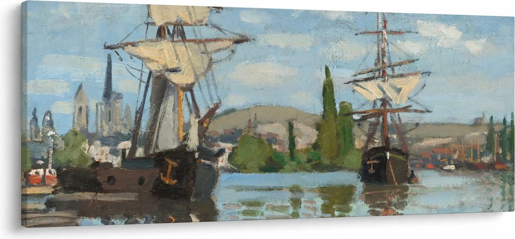 Tablou - Claude Monet, Ships Riding on the Seine at Rouen, reproducere (120x50 cm)