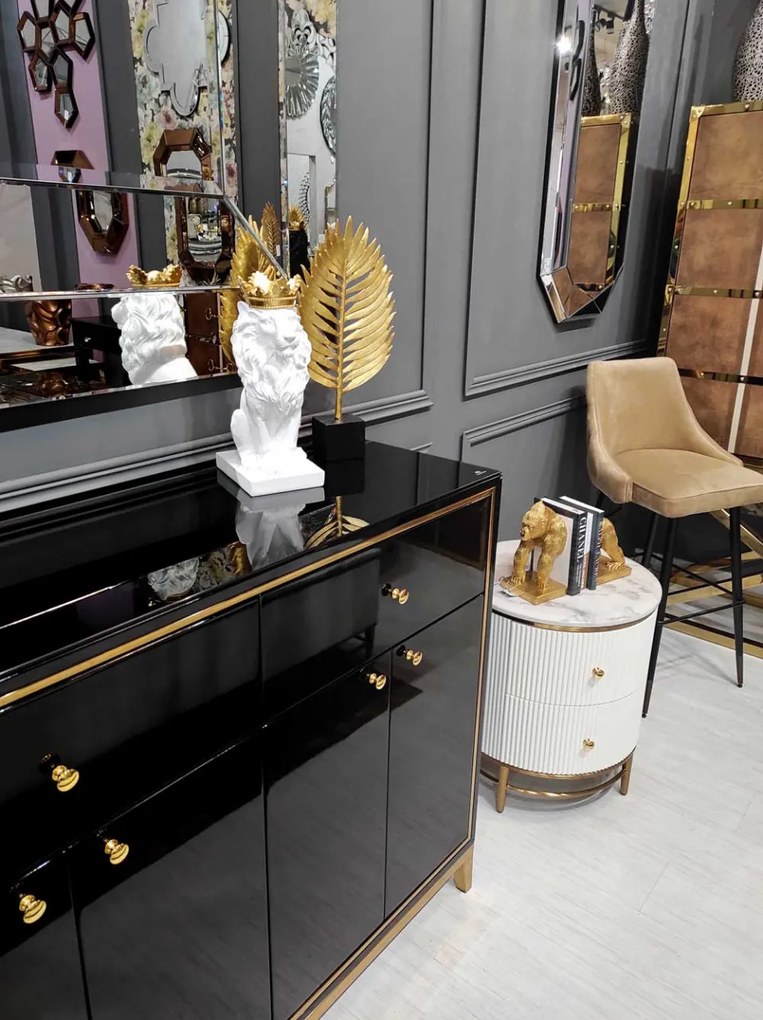 Consola Rennes negru/gold – H100 cm