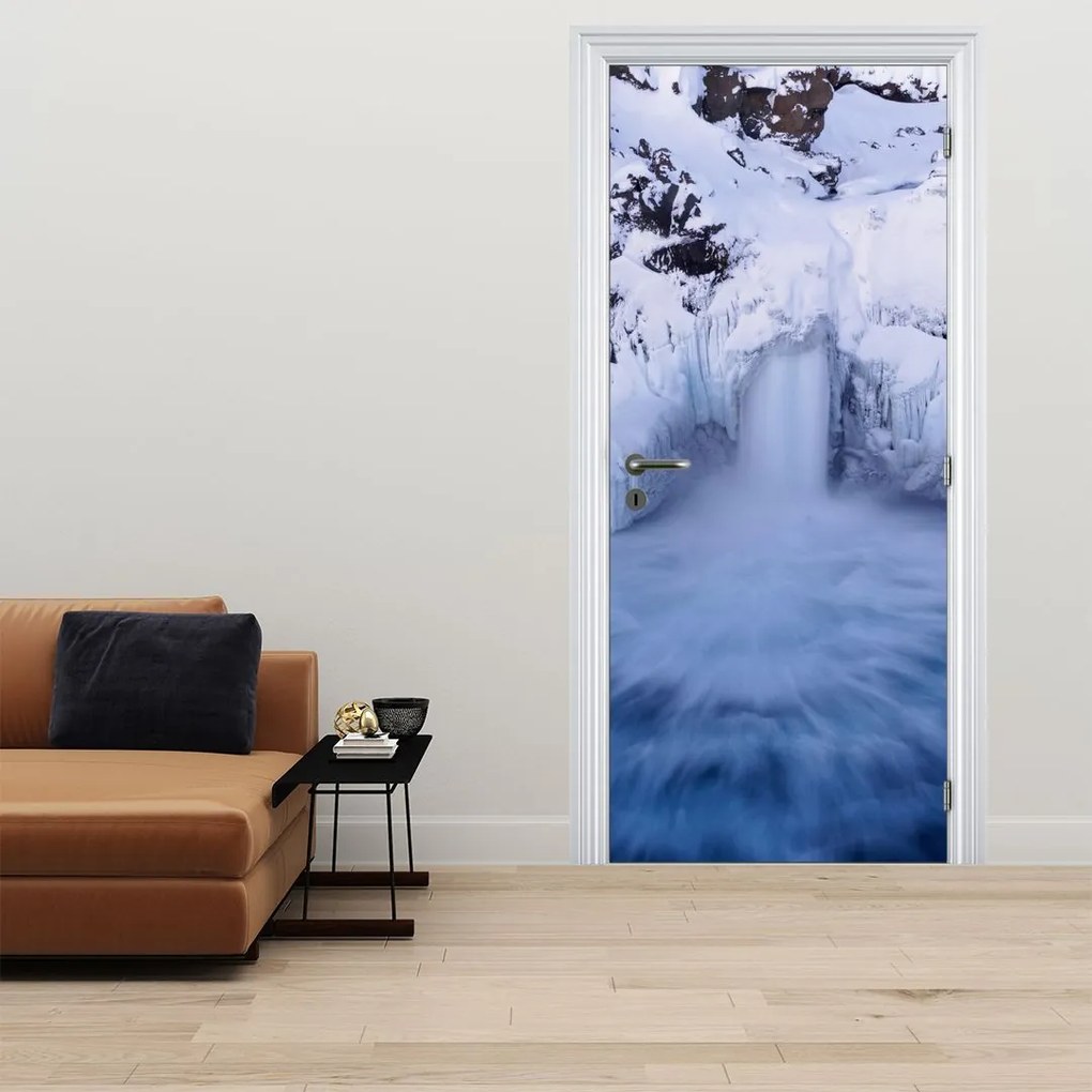 Fototapet pentru ușă - Cascadele iarna (95x205cm)
