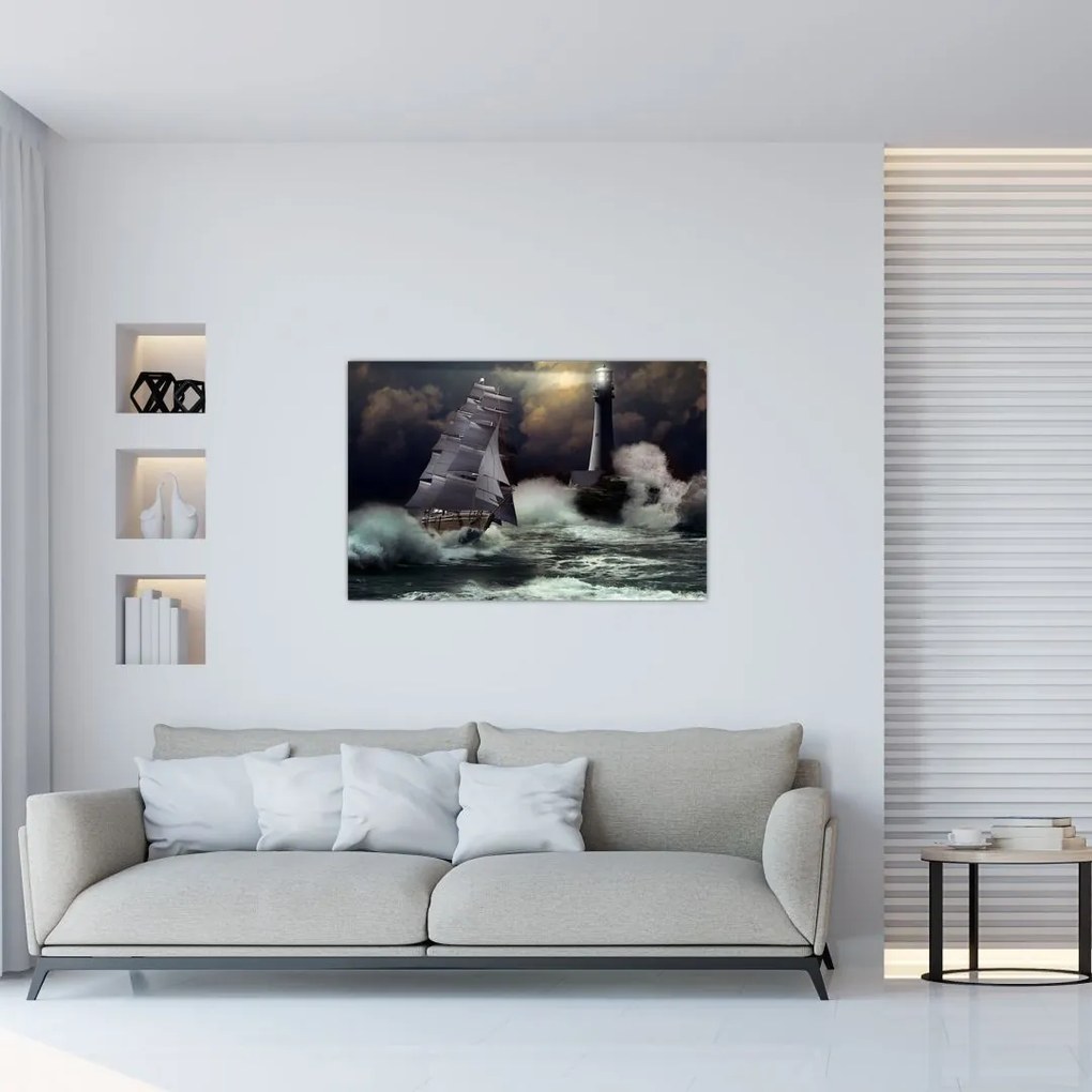 Tablou - Vapor în furtună (90x60 cm)