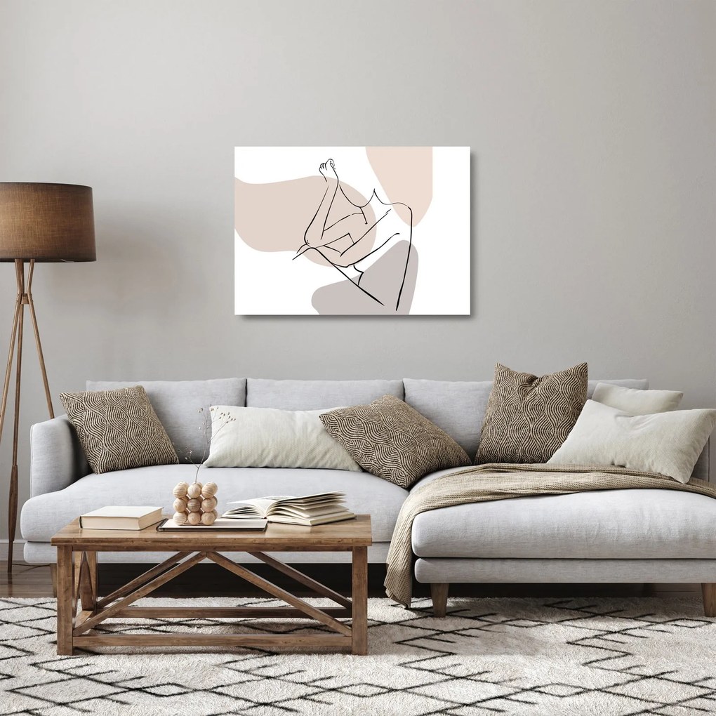 Tablou pe sticlă - Femeie corp linie de artă N⁰1 (70x50 cm)