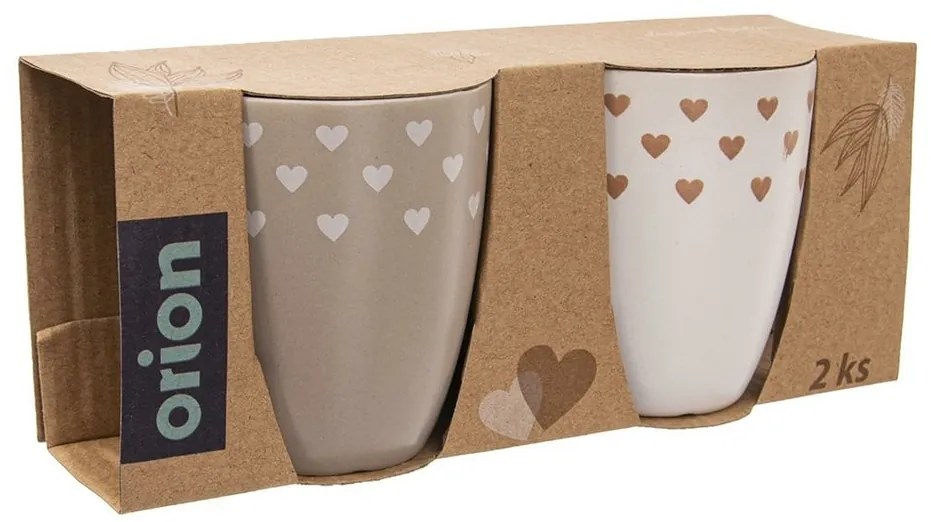 Set de 2 căni ceramice Orion Love Me,140 ml