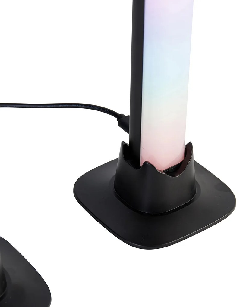Lampă de masă neagră cu LED inclus, telecomandă și RGB - Arnold