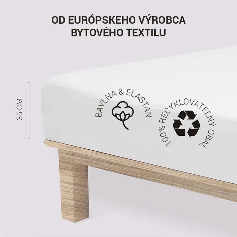 decoDoma Cearșaf elastic jersey cu elastan alb 90 x 200 cm