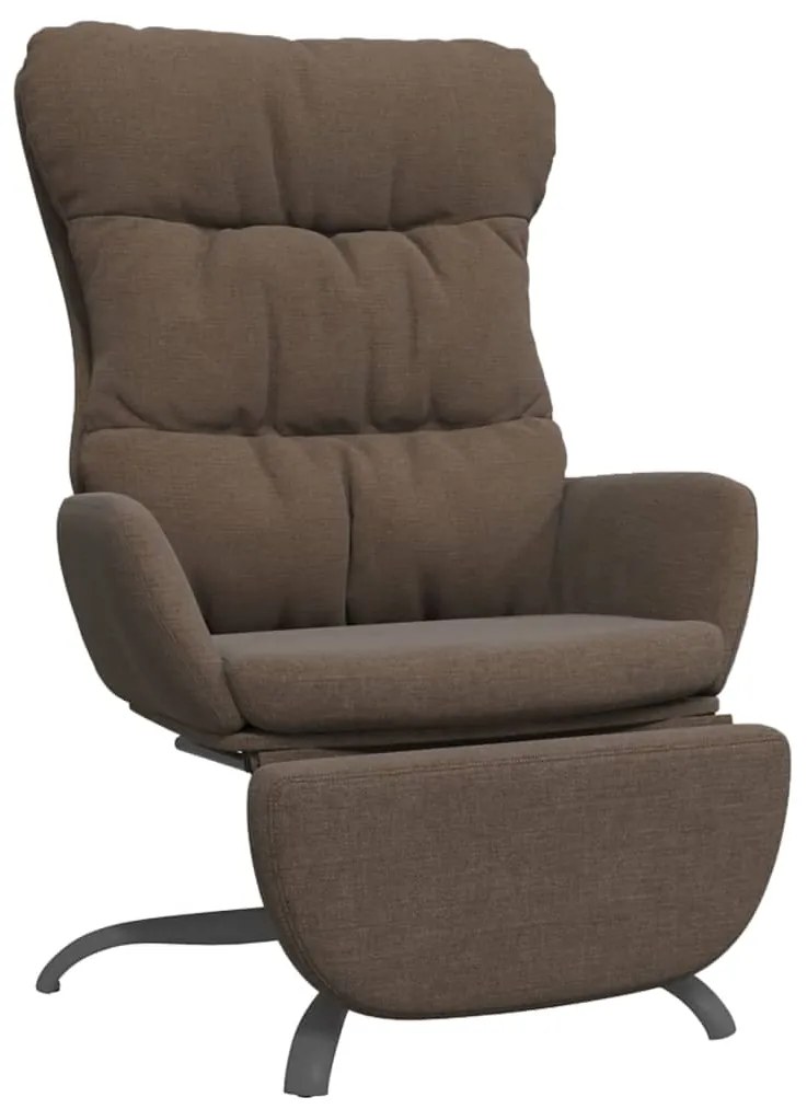3097597 vidaXL Scaun de relaxare cu taburet, maro, material textil