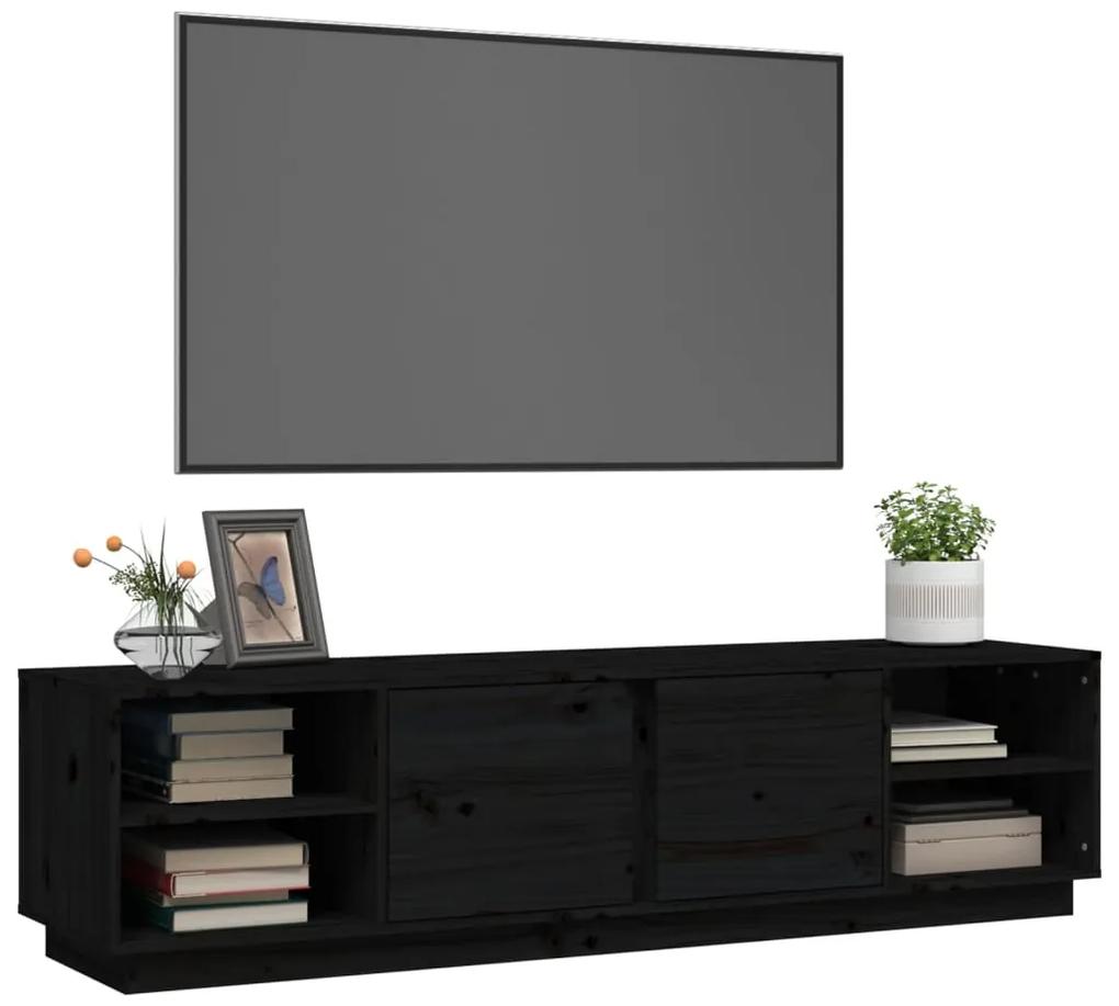 Comoda TV, negru, 156x40x40 cm, lemn masiv de pin 1, Negru