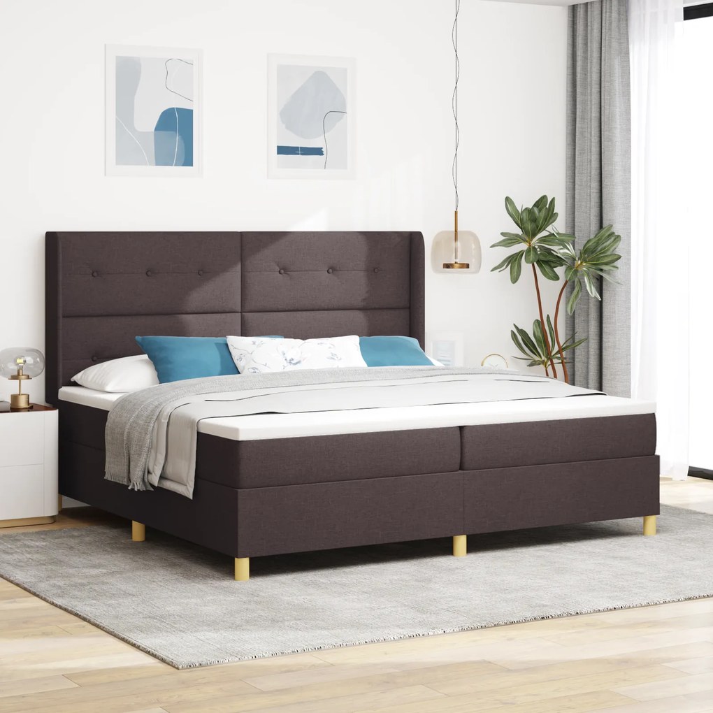 vidaXL Pat cu saltea cu arcuri Maro închis 200 x 200 cm