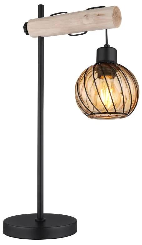 Veioza, lampa de masa design vintage Paulo negru, natur