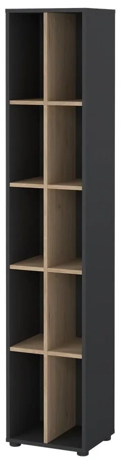 Bibliotecă gri antracit/cu aspect de lemn de stejar 41x205 cm Sign – Tvilum