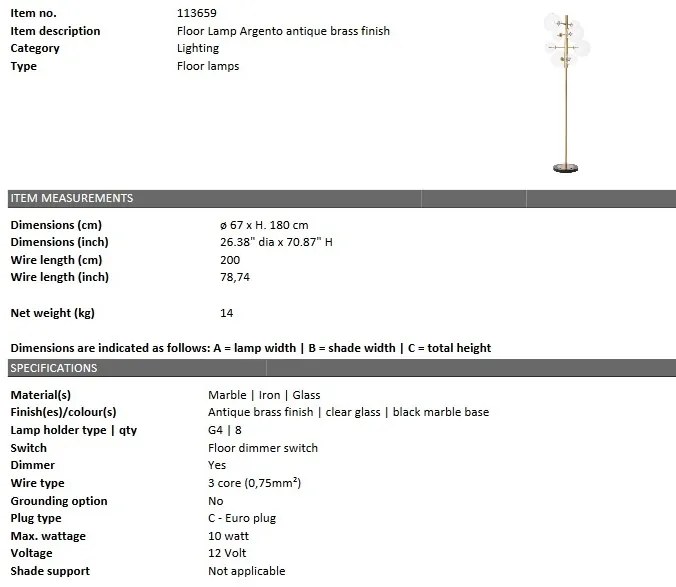 Lampadar design elegant LUX Argento 113659 HZ