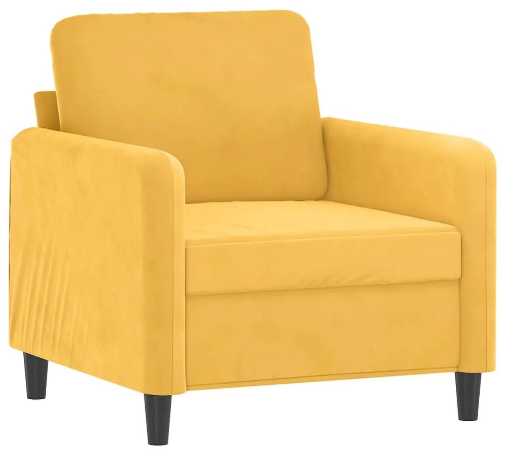 Fotoliu canapea cu taburet, galben deschis, 60 cm, catifea Galben deschis, 78 x 77 x 80 cm