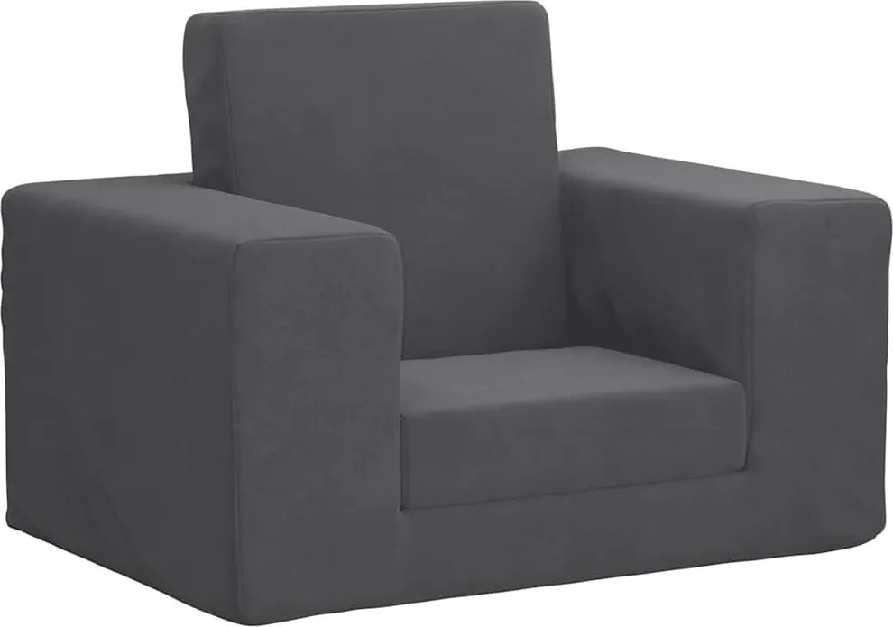 vidaXL Canapea extensibilă pentru copii, antracit, pluș moale