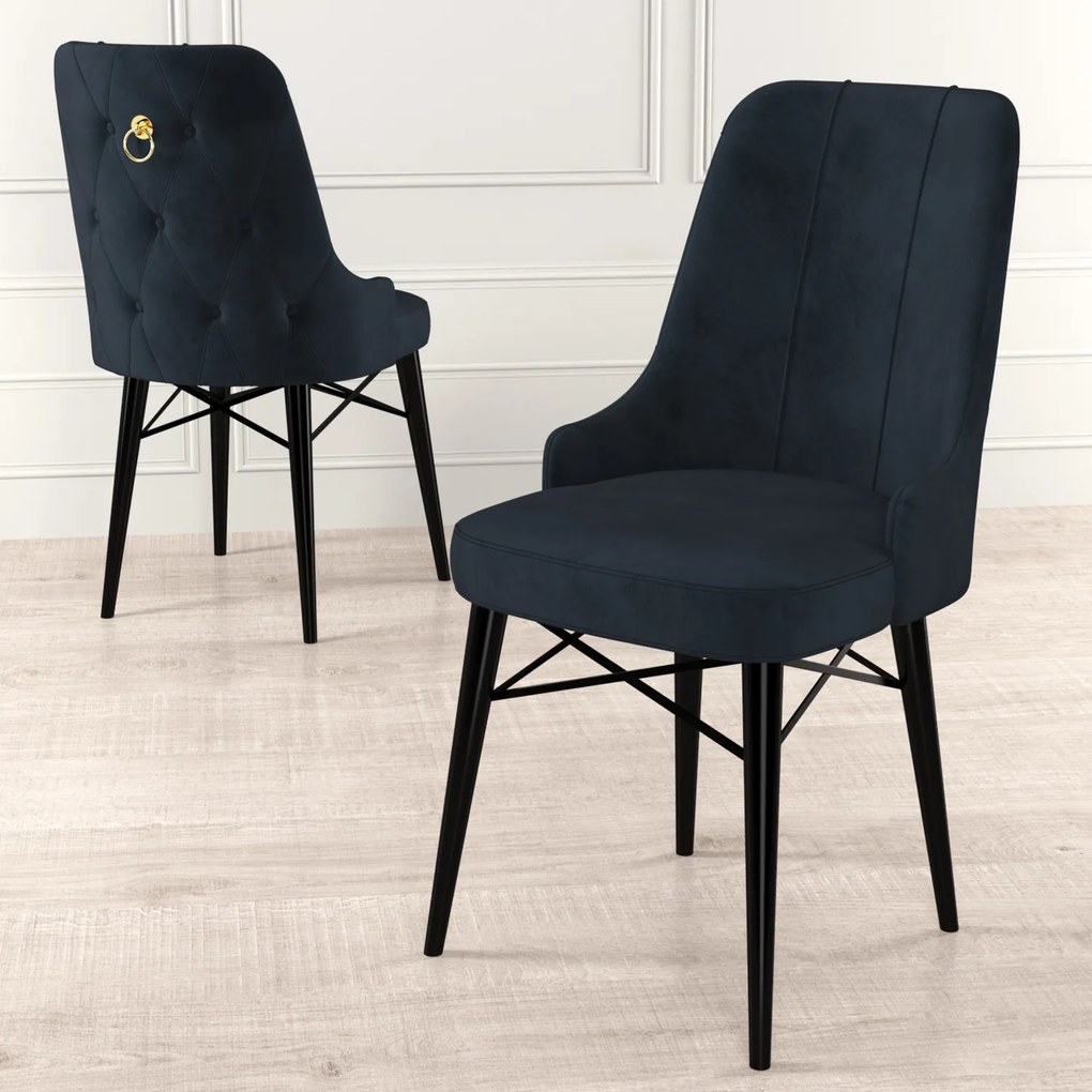 Set 4 scaune haaus Pare, Antracit/Negru, textil, picioare metalice