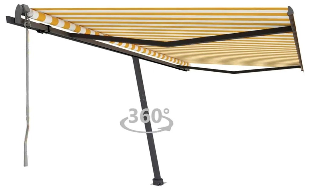 vidaXL Copertină autonomă retractabilă automat galben&amp;alb 450x300 cm