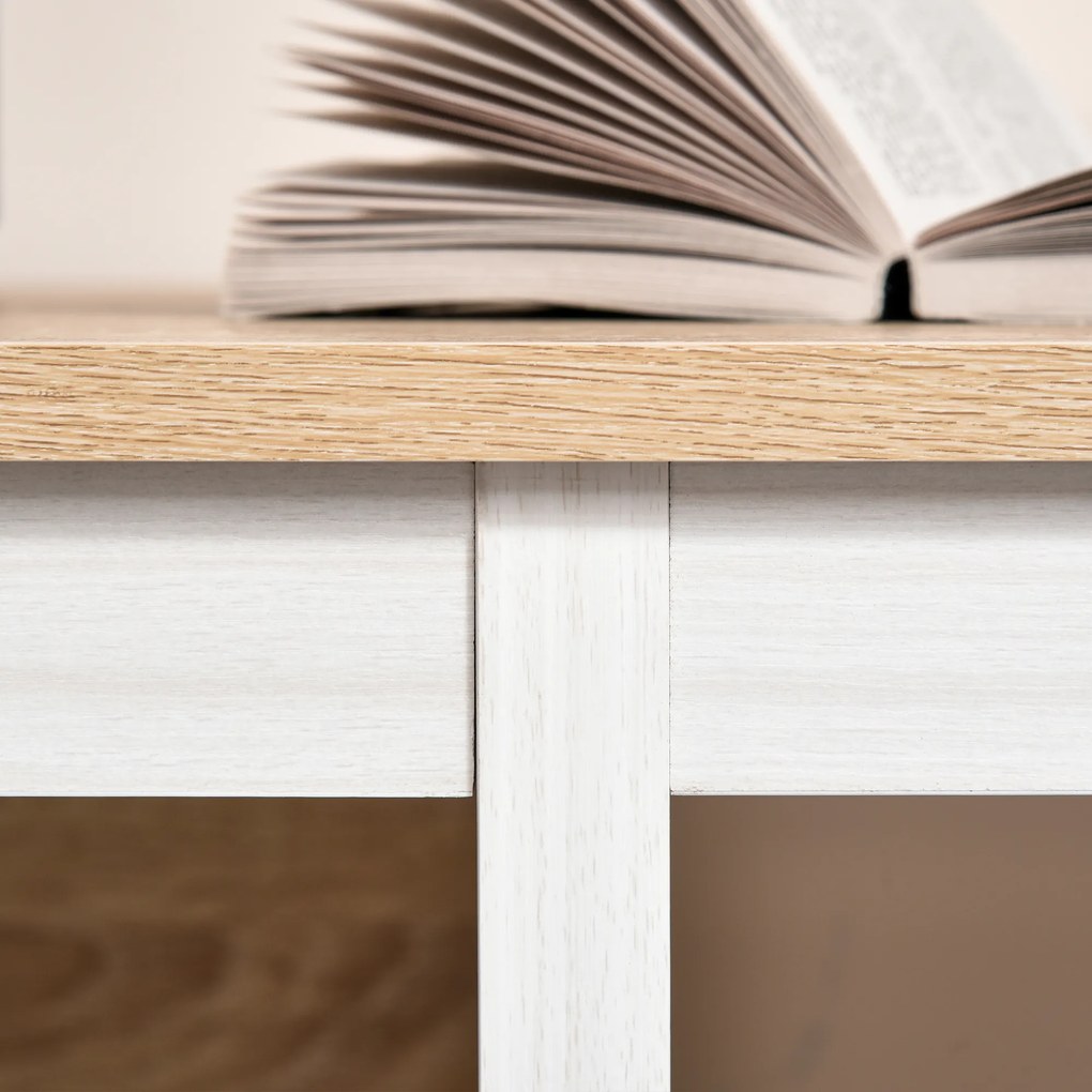 HOMCOM Birou pentru computer multimedia dim. 110L x 48l x 76H cm 2 étagères latérales MDF E1 stejar deschis Alb | Aosom Romania