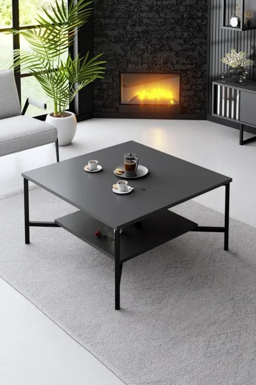 Set de mobilier pentru living Chrome, Antracit- Negru