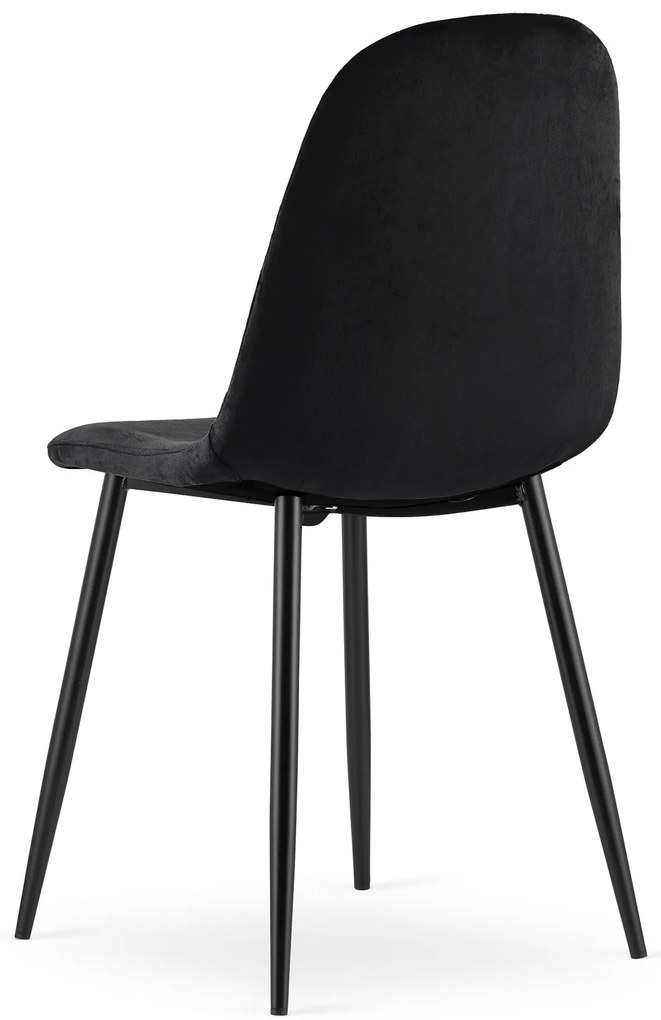 Scaun din catifea neagra cu picioare negre, Asti