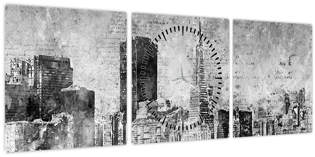 Tablou - Oraș de artă de cafea (cu ceas) (90x30 cm)