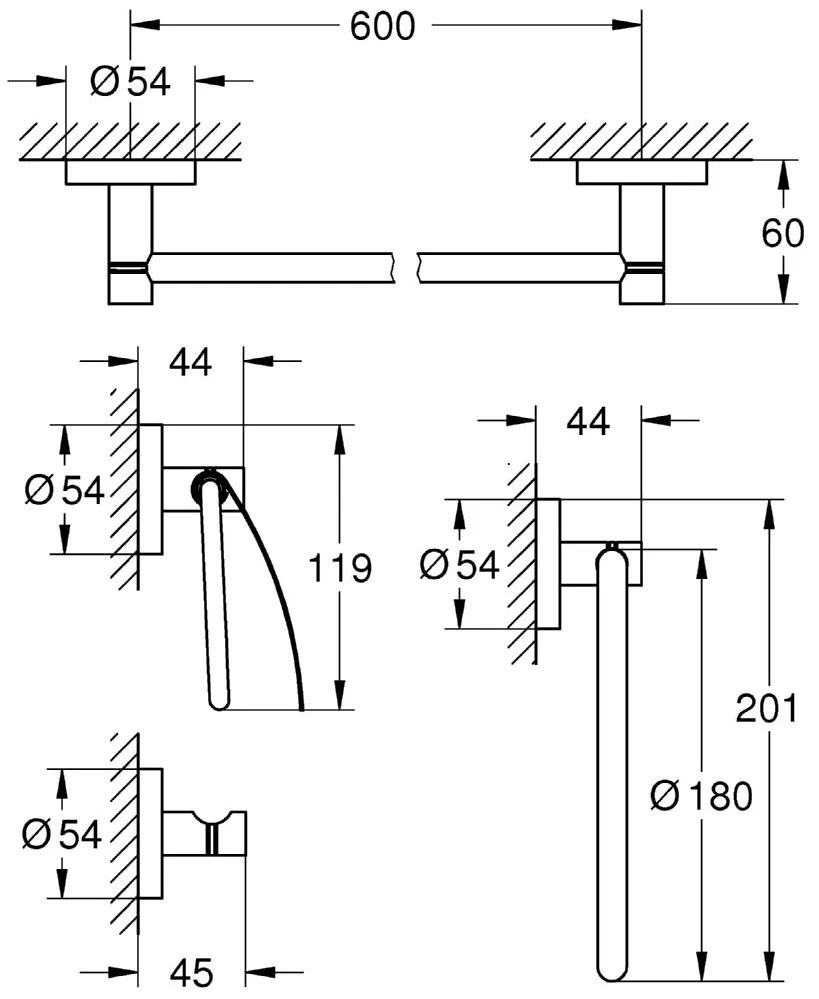 Set accesorii baie 4 in 1 Grohe Essentials-40776001