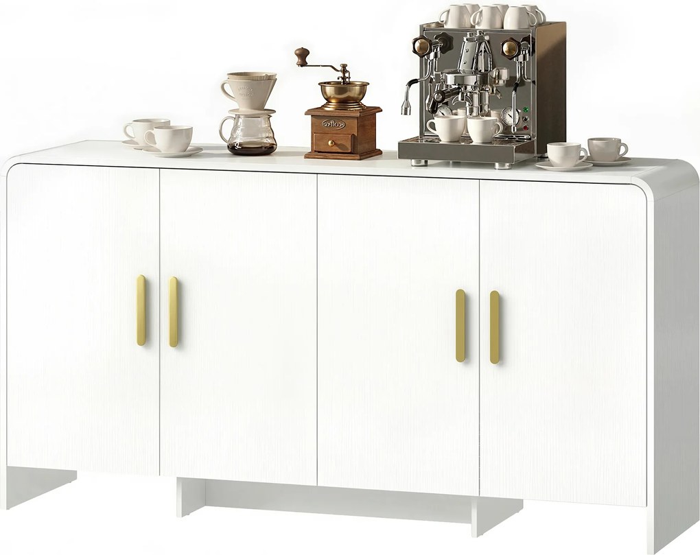 HOMCOM Bufet de Bucătărie cu 4 Rafturi 4 Uși cu Închidere Silențioasă Mobilier pentru TV pentru Televizoare de 182,88 cm 152x40x80 cm Alb | Aosom Romania