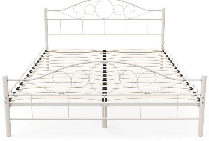 Cadru pat metalic Mimi cu grilaj cadou-alb-140x200cm