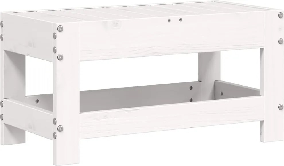 vidaXL Taburet de grădină, alb, 62x30x32 cm, lemn masiv de pin