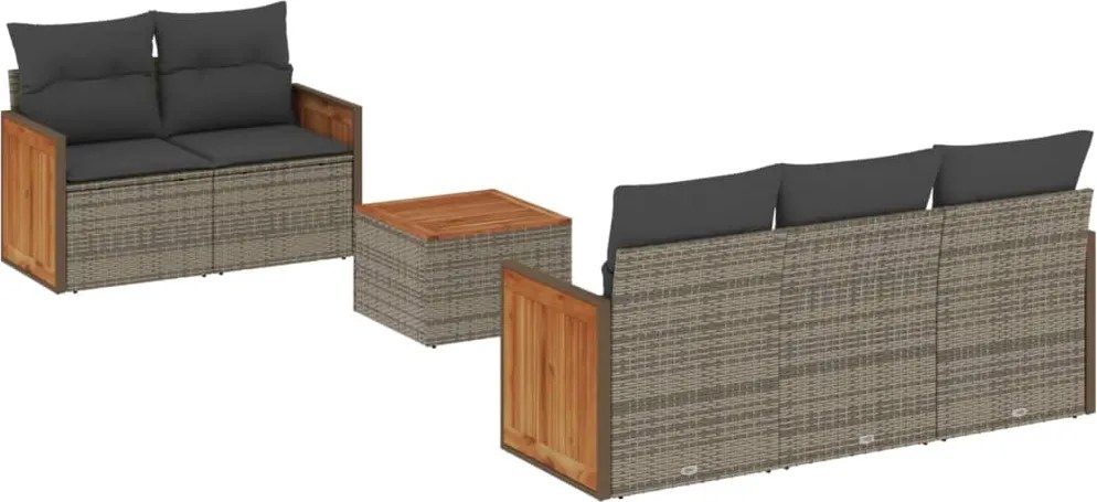 vidaXL Set mobilier grădină cu perne, 6 piese, gri, poliratan