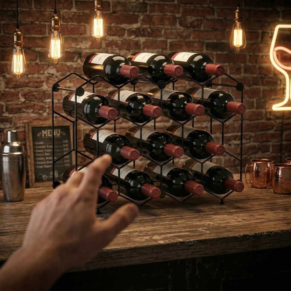 HOMCOM suport sticle masă metal | Aosom Romania