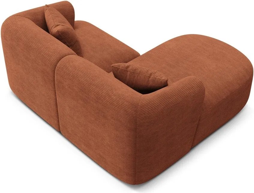 Colțar teracotă cu tapițerie din catifea reiată (cu colț pe partea stângă/cu șezlong) Campi – Cosmopolitan Design