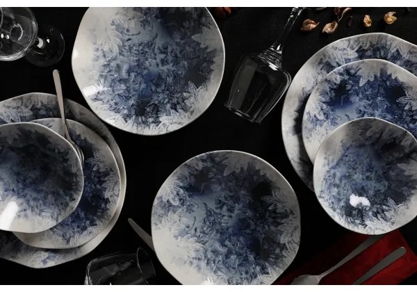 Set de veselă 24 piese din porțelan, albastru