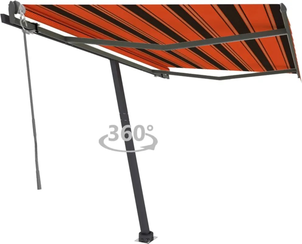 vidaXL Copertină autonomă retractabilă automat, oranj&maro 350x250 cm