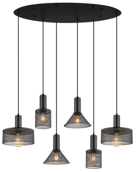 Globo 15648-6H - Lustră suspendată pe cablu JEDD, 6xE27/60W/230V, negru