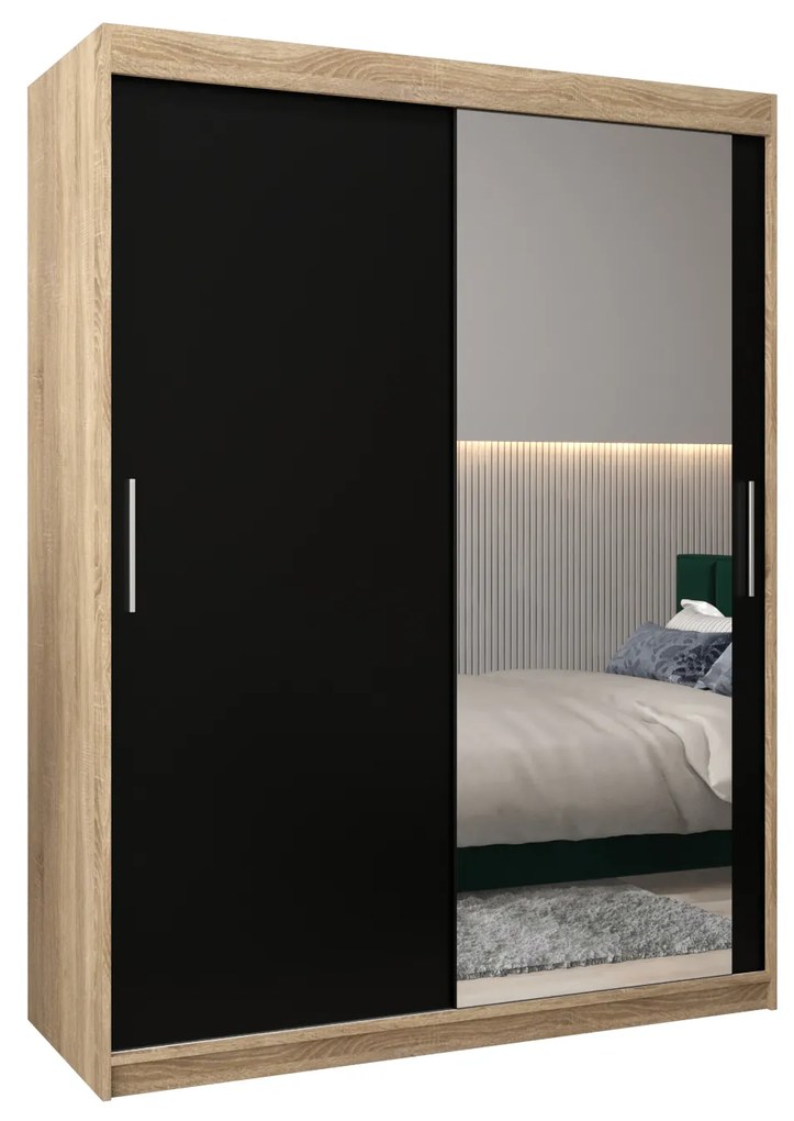 Dulap de haine 150 cm Toki 2 (stejar sonoma + negru mat). 1064997