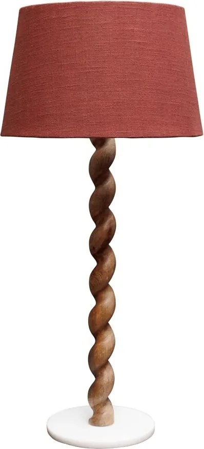 Lampa de masa, din lemn de mango, cu abajur din bumbac, Swirl