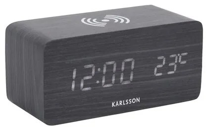 Karlsson 5933BK Ceas cu alarmă cu LED / ceas cu încărcare 15 cm, negru