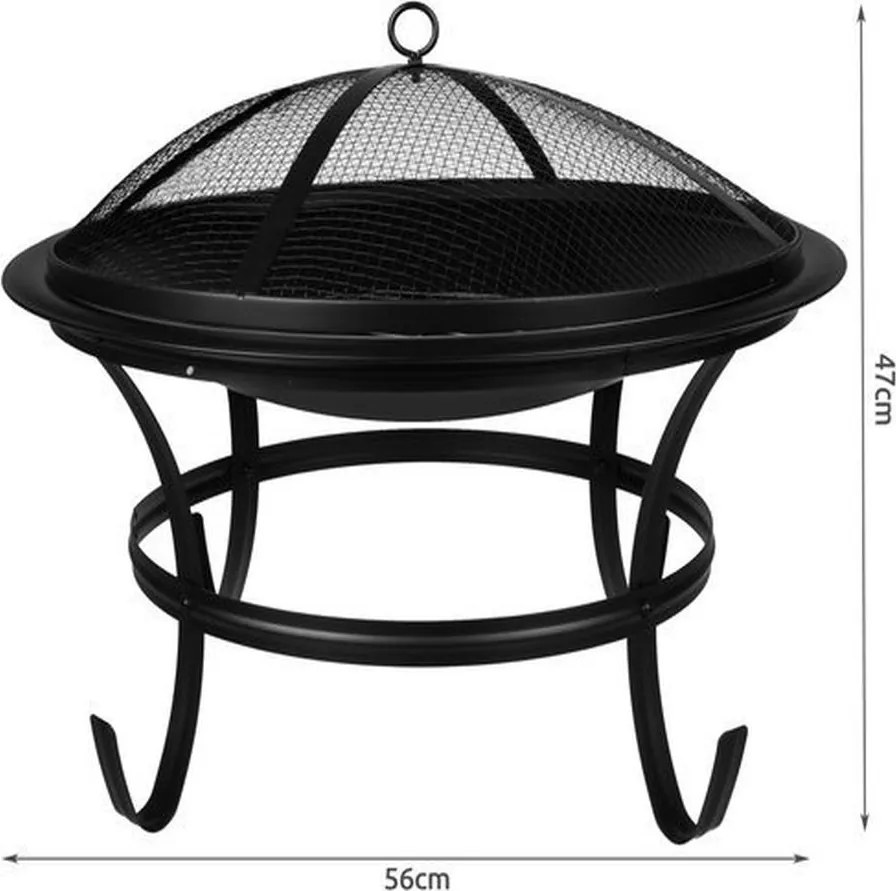 Grătar de grădină cu capac 56 cm negru
