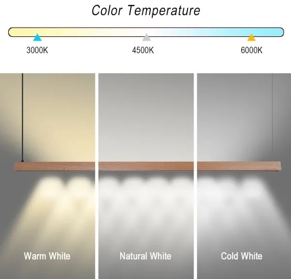 Immax NEO 07304L - Lustră LED reglabilă pe cablu MADEIRA, 33W/230V, Wi-Fi Tuya, 152 cm, stejar