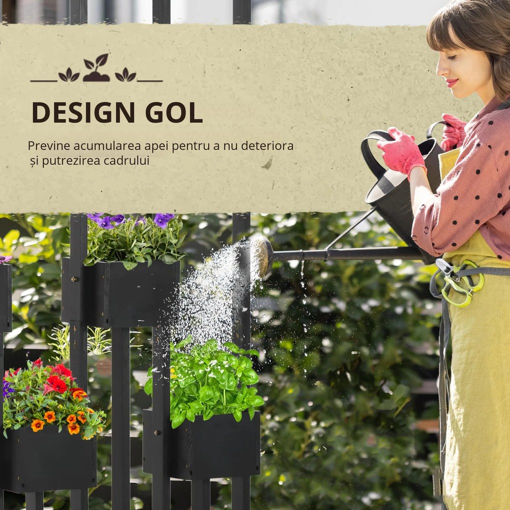 Outsunny Jardiniere inaltă cu grindă din lemn pentru plante, legume, flori sau ierburi aromatice, dim. 90L x 45L x 170H cm | Aosom Romania