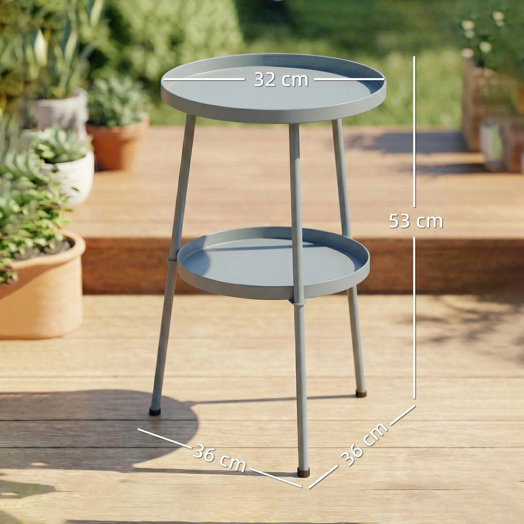 Outsunny Masă de grădină Ø36 cm, masă de balcon din metal, masă pentru luat masa în aer liber, masă rotundă pentru terasă pentru grădină terasă balcon, gri închis | Aosom Romania