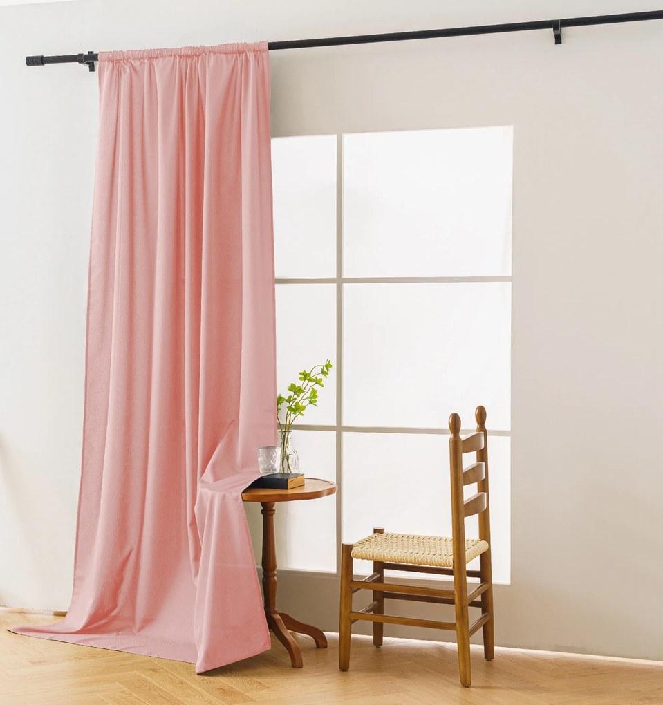 Perdea OXFORD LIGHT 140x250 cm, roz Agatat: Inele metalice