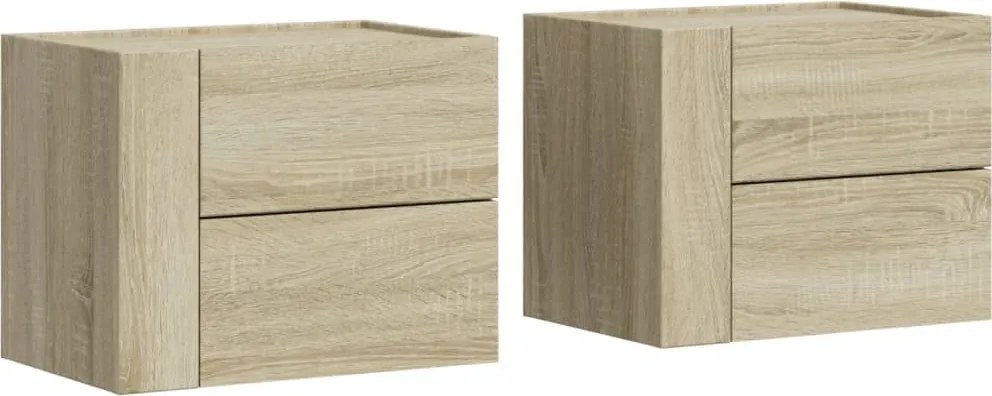 vidaXL Noptiere de perete, 2 buc., stejar sonoma, 45x30x35 cm
